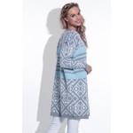 Cardigan de dama lung din tesătură tip jacard skyblue Cardigan de dama lung din tesătură tip jacard skyblue