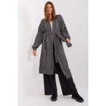 Cardigan dama lung si supradimensionat cu cordon in talie gri Cardigan dama lung si supradimensionat cu cordon in talie gri