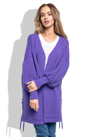 Cardigan de dama violet cu maneci lungi bufante