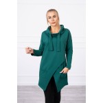 Hanorac verde asimetric cu guler inalt