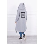Cardigan lung asimetric gri cu gluga Cardigan lung asimetric gri cu gluga