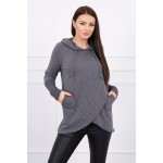 Hanorac cu aspect petrecut si buzunare gri-inchis Hanorac cu aspect petrecut si buzunare gri-inchis