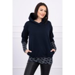 Hanorac casual cu gluga bleumarin Hanorac casual cu gluga bleumarin