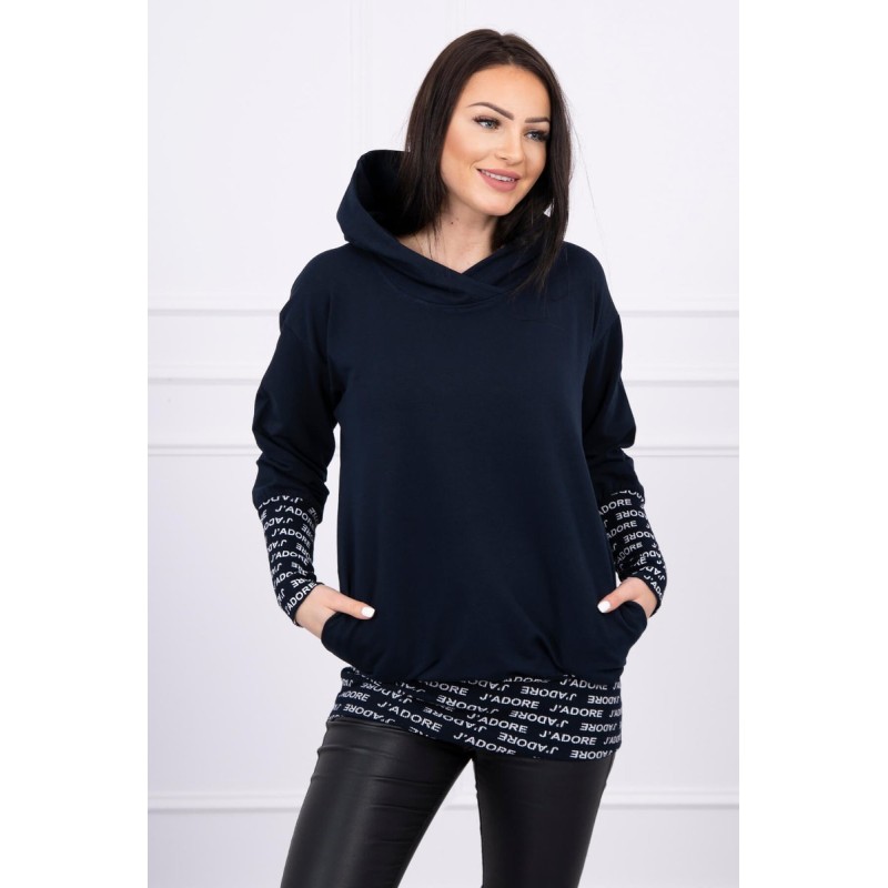 Hanorac casual cu gluga bleumarin Hanorac casual cu gluga bleumarin
