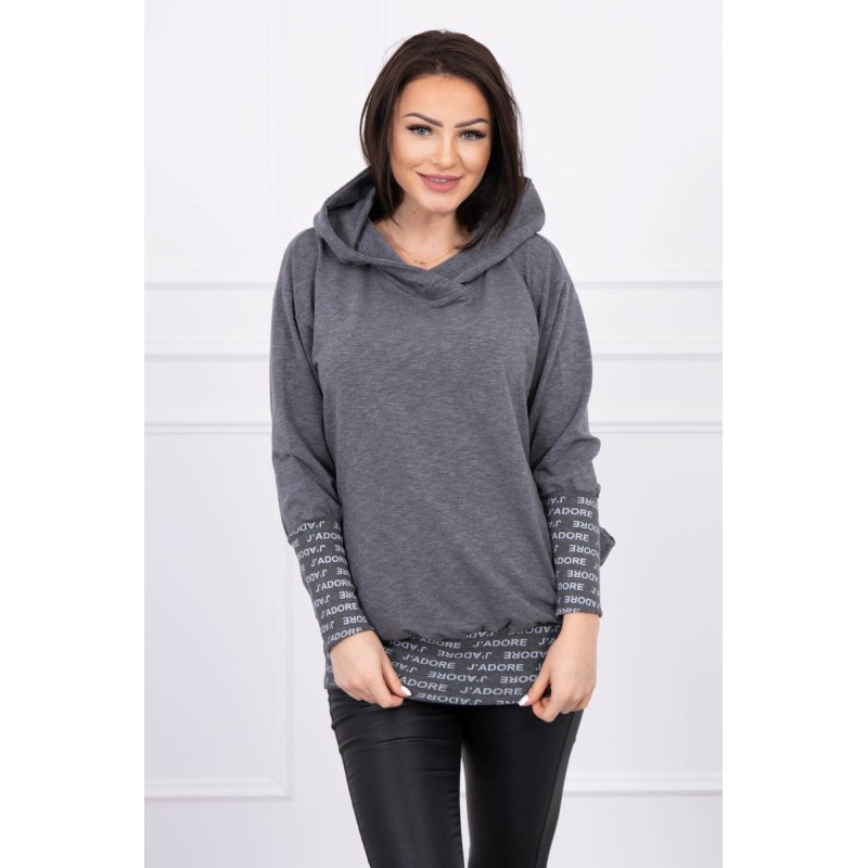 Hanorac casual cu gluga gri-inchis
