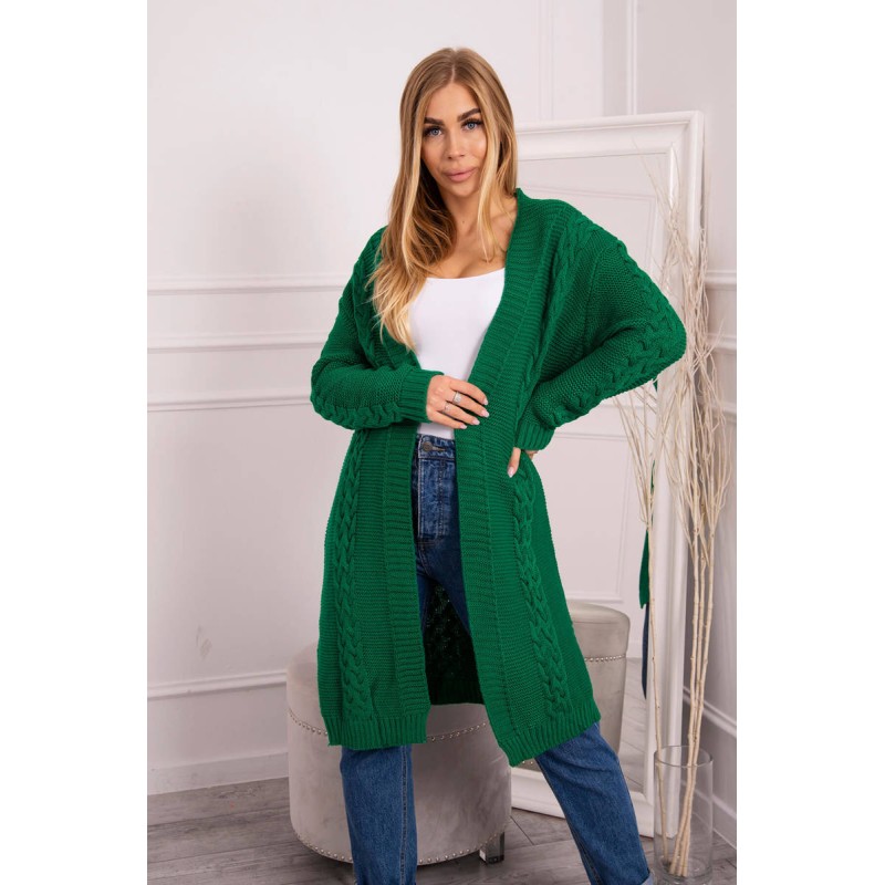 Cardigan verde midi de zi cu model torsade Cardigan verde midi de zi cu model torsade
