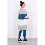 Cardigan multicolor cu lungime medie gri-albastru Cardigan multicolor cu lungime medie gri-albastru