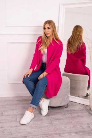 Cardigan midi fucsia casual tricotat