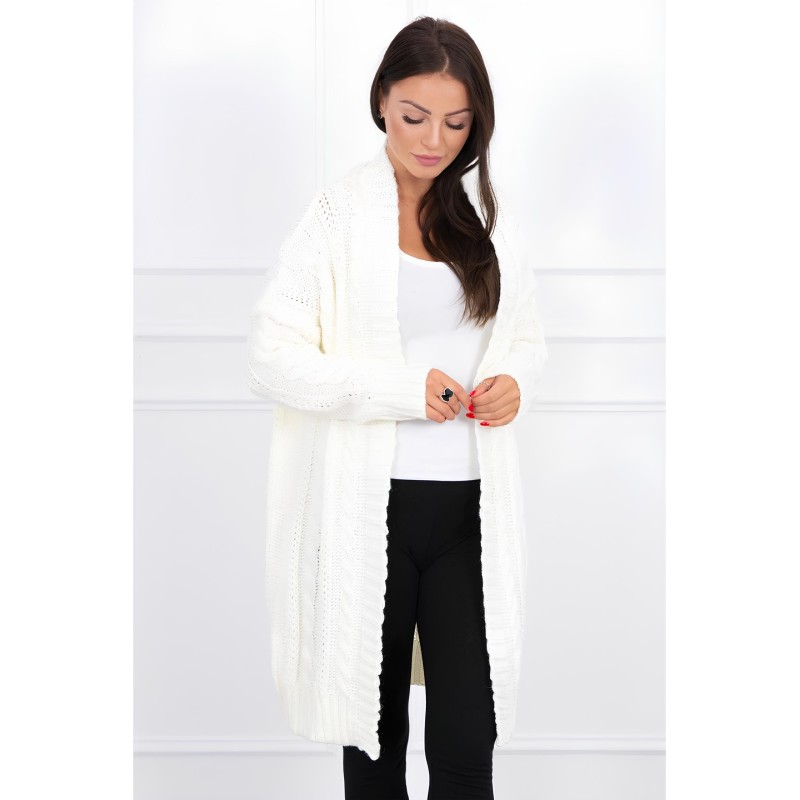 Cardigan dama cu torsade lung alb Cardigan dama cu torsade lung alb
