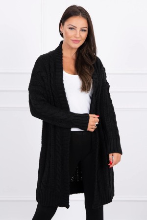 Cardigan dama cu torsade lung negru