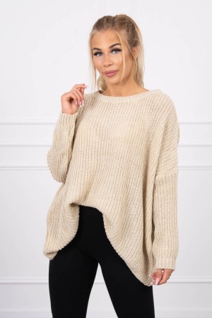 Pulover bej casual dama supradimensionat