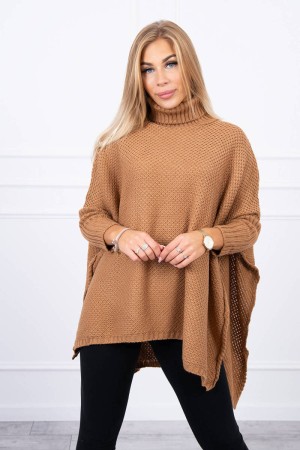 Pulover tip poncho dama asimetric camel