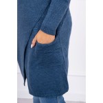 Cardigan de dama tricotat albastru cu lungime medie