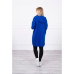 Cardigan de dama lung albastru cu gluga Cardigan de dama lung albastru cu gluga