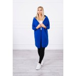 Cardigan de dama lung albastru cu gluga Cardigan de dama lung albastru cu gluga