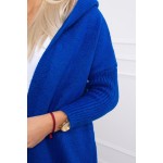 Cardigan de dama lung albastru cu gluga Cardigan de dama lung albastru cu gluga