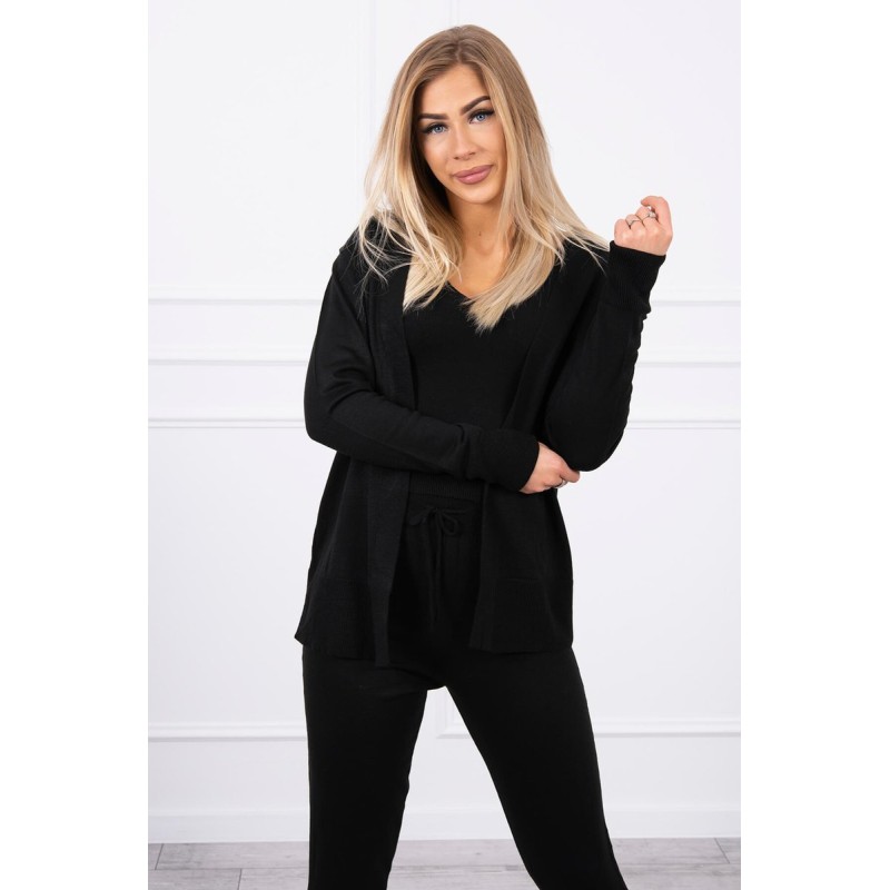 Compleu 3 piese pantaloni, pulover si top negru Compleu 3 piese pantaloni, pulover si top negru