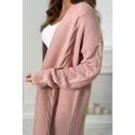 Cardigan dama Impletituri casual-clasic roz