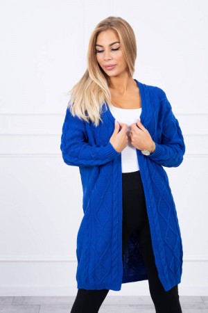 Cardigan tricotat cu model deosebit albastru