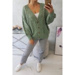 Pulover casual de dama verde-inchis menta dama cu nasturi