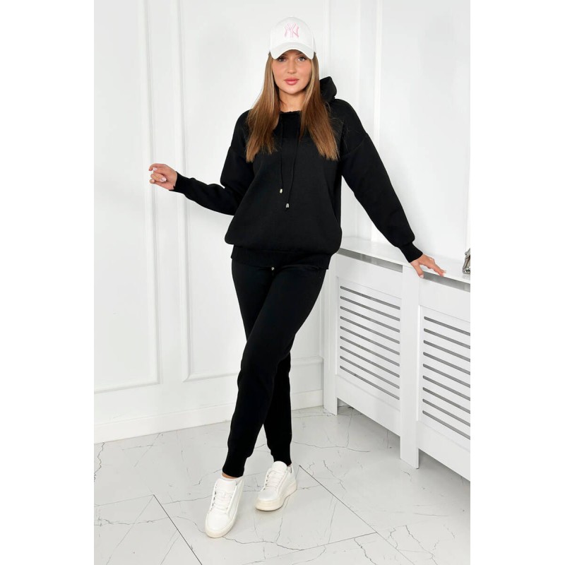Trening dama negru din doua piese din material tricotat Trening dama negru din doua piese din material tricotat