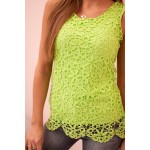 Bluza eleganta crosetata verde fara maneci
