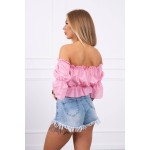 Bluză top de vara pink cu umerii goi