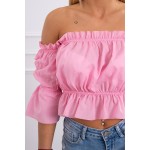 Bluză top de vara pink cu umerii goi