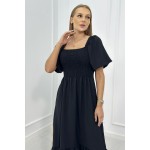 Rochie neagra lunga, casual, vaporoasa, si maneci scurte 5952-2