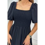 Rochie neagra lunga, casual, vaporoasa, si maneci scurte 5952-2