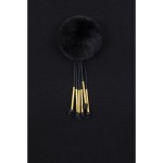 Bluza de dama neagra cu accesoriu pufos