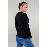 Bluza de dama neagra cu accesoriu pufos