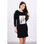 Rochie neagra casual-sport dreapta cu lungime mini