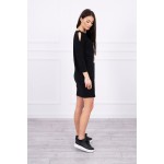 Rochie neagra casual-sport dreapta cu lungime mini