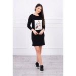 Rochie neagra casual-sport dreapta cu lungime mini