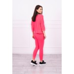 Trening dama bumbac cu bluza si pantaloni Roz-Neon