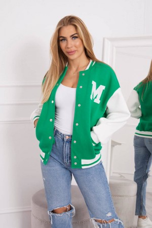 Jacheta de baseball dama verde-alb