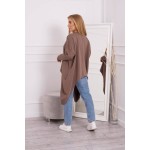 Bluza maro imprimeu fluture din bumbac asimetrica
