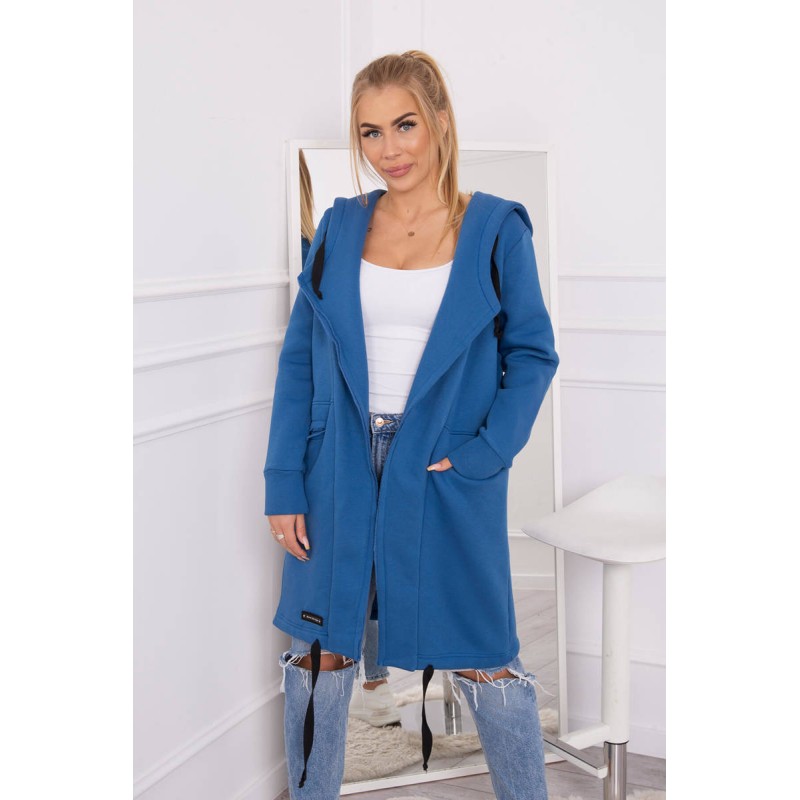 Cardigan Denim albastru cu glugă sport de zi