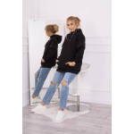 Hanorac negru oversize de iarna cu gluga