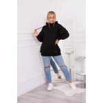 Hanorac negru oversize de iarna cu gluga