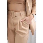 Compleu office dama elegant sacou si pantaloni camel