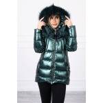 Geaca de iarna dama verde cu blana