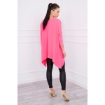 Bluza roz-neon lunga tip tunica asimetrica si larga Bluza roz-neon lunga tip tunica asimetrica si larga