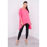 Bluza roz-neon lunga tip tunica asimetrica si larga Bluza roz-neon lunga tip tunica asimetrica si larga