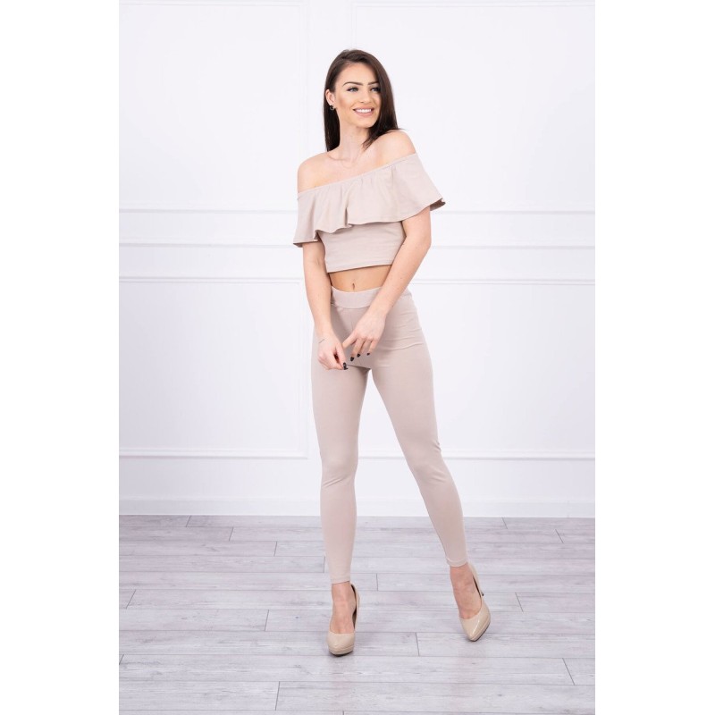 Set top dama casual cu pantaloni bej Set top dama casual cu pantaloni bej