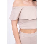 Set top dama casual cu pantaloni bej Set top dama casual cu pantaloni bej