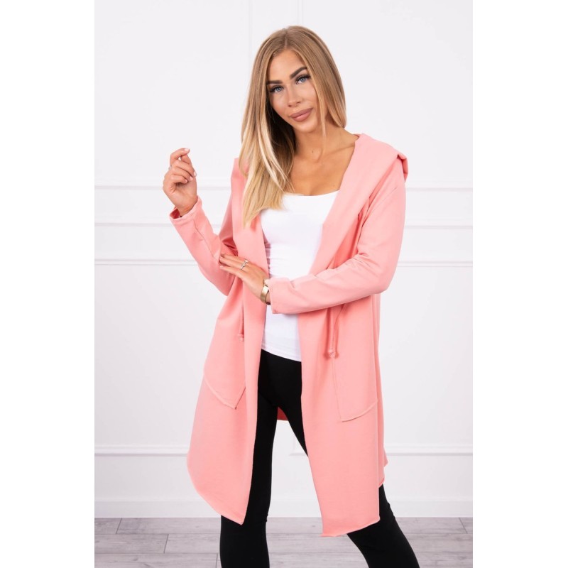 Cardigan cu gluga apricot subtire din bumbac Cardigan cu gluga apricot subtire din bumbac