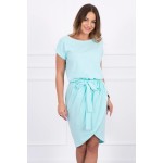 Rochie verde menta midi petrecuta cu cordon Rochie verde menta midi petrecuta cu cordon