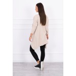 Bluza dama oversize bej asimetrica cu imprimeu
